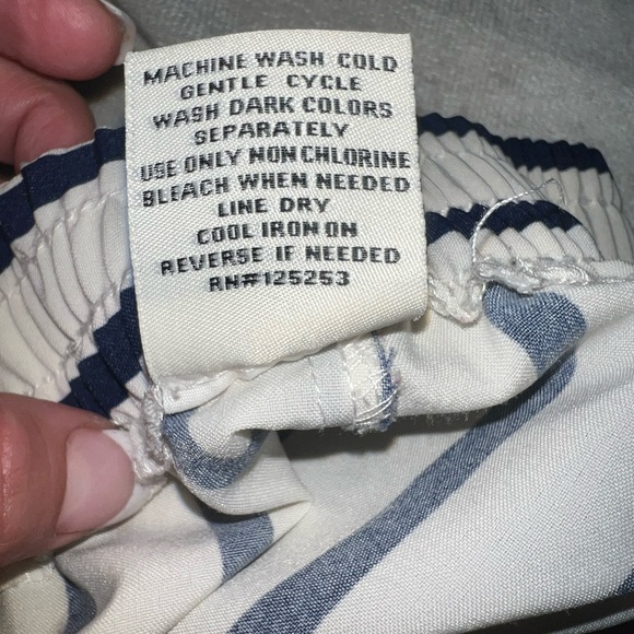 SPACEGIRLZ Navy Blue and White Stripped Pants…Size Large…96%Polyester 4%Spandex - Picture 6 of 6